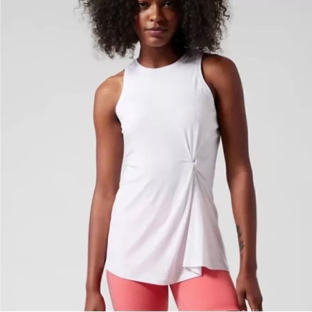 Athleta Radiate Twist Tank Top White Activewear Lightweight Size Large